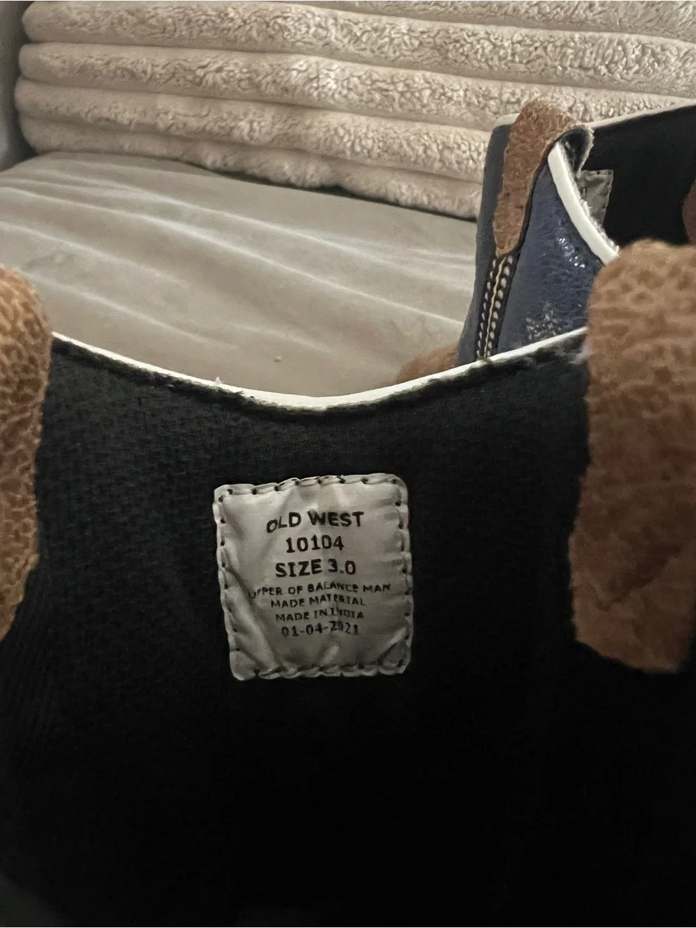 Old West Navy and Brown Kids Western Boot